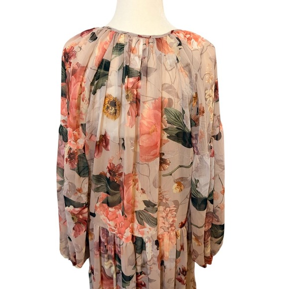 H&M Floral Maxi Dress Oversized XS Tiered Flowy Boho Vacation Women's - Picture 7 of 9